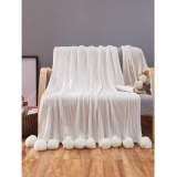 Handmade Pom Pom Knitted Blanket