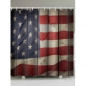 American Flag Wooden Waterproof Shower Curtain