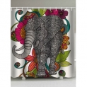 Bohemian Floral Elephant Print Bath Curtain