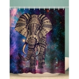 Galaxy Elephant Print Bohemian Shower Curtain