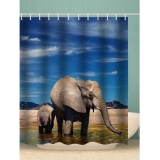 Elephant Pattern Waterproof Shower Curtain