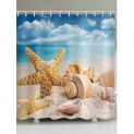 Seashell Starfish Print Shower Curtain