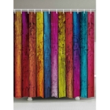 Colorful Wood Grain Print Waterproof Bathroom Shower Curtain