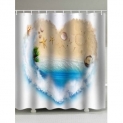 Heart Shape Starfish Pattern Shower Curtain