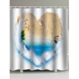 Heart Shape Starfish Pattern Shower Curtain