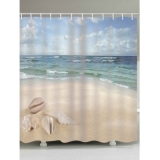 Fine Day Beach Conch Print Waterproof Bathroom Shower Curtain