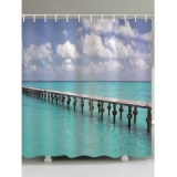 Ocean Bridge Fine Day Print Waterproof Bathroom Shower Curtain