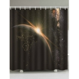 Galaxy and Earth Print Waterproof Bathroom Shower Curtain