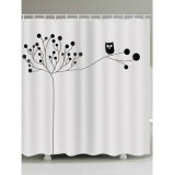 Cartoon Tree and Owl Print Waterproof Bathroom Shower Curtain