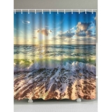 Sunset Ocean Wave Printed Waterproof Bathroom Shower Curtain