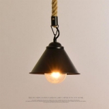 Wrought Iron Hemp Rope American Country Industrial Pendant Light E27 For Home Bathroom